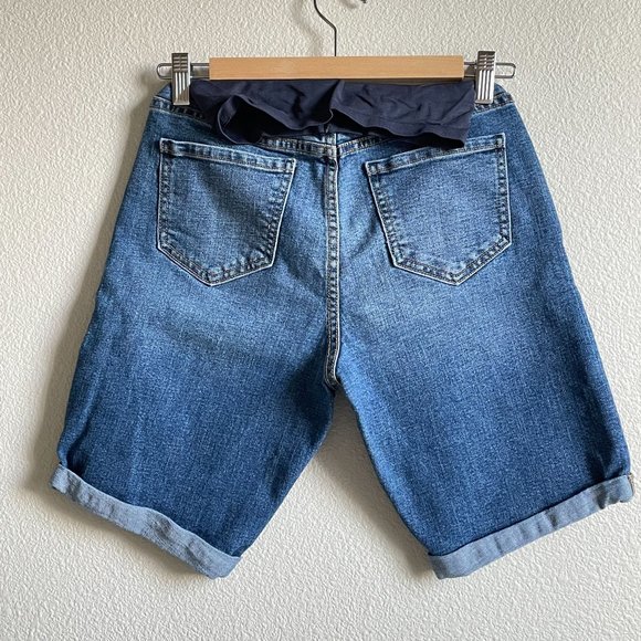 4/$25 Old Navy Maternity Bermuda Shorts Full Belly Panel Blue Denim Sz 2 Regular - Picture 3 of 7